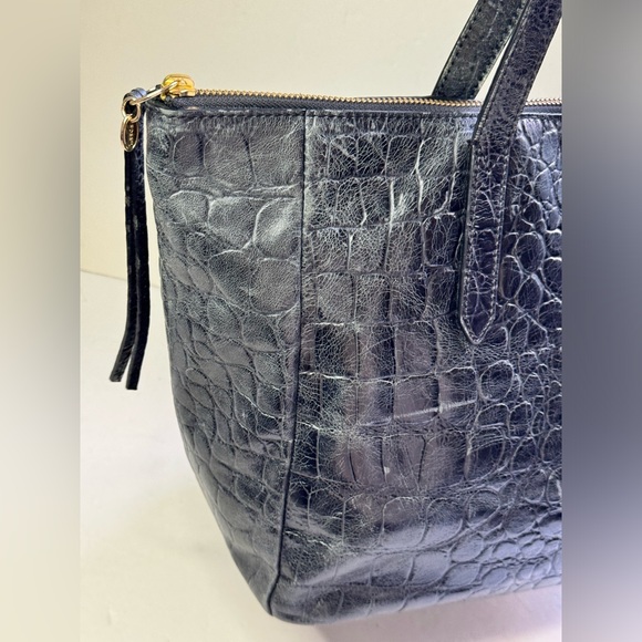 Fossil Sydney Croc Embossed Leather Shopper Tote Bag - Picture 5 of 15